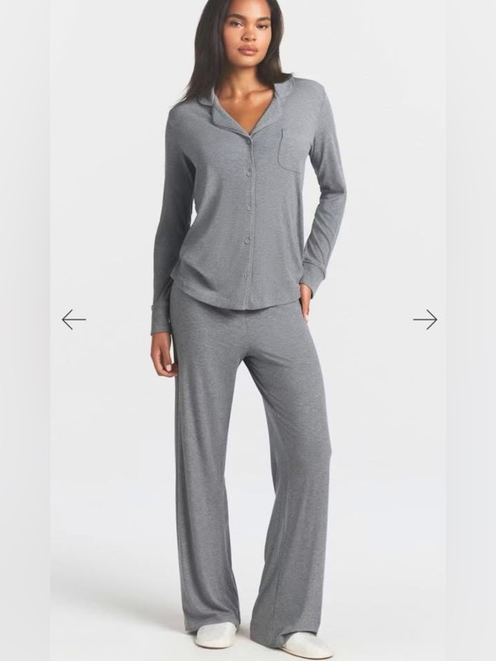 SKIMS Gray Long-Sleeve Button Pajama